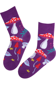 AMANITA purple cotton socks with mushrooms | Sokisahtel