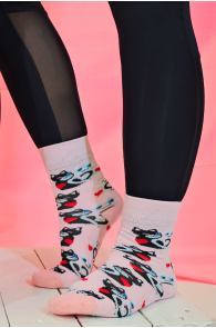 AMIAS pink cotton socks with cats | Sokisahtel