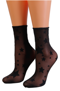 AMY black sheer socks with a star pattern | Sokisahtel