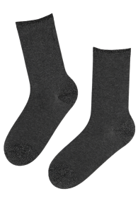 Женские однотонные хлопковые носки тёмно-серого цвета с блестящими деталями ANGEL | Sokisahtel
