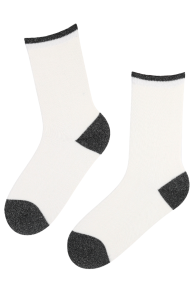 Женские хлопковые носки белого цвета с блестящими деталями ANGEL | Sokisahtel