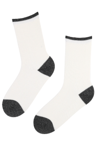 ANGEL white cotton socks with glitter | Sokisahtel