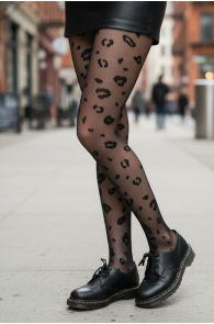 ANIMAL black leopard pattern tights | Sokisahtel