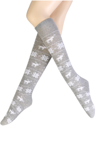 ANNIKEN light grey Christmas knee-highs | Sokisahtel