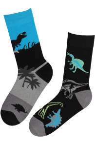 dinosaurustega musta värvi puuvillased sokid