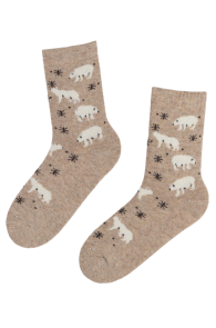 ARCTIC beige wool socks with bears | Sokisahtel