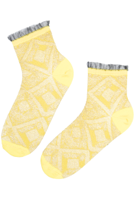 ART sheer yellow sparkly socks 