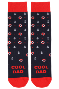 Хлопковые носки тёмно-синего цвета в морской тематике на День отца COOL DAD | Sokisahtel