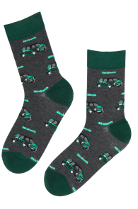 AUTOMOBILE cotton socks with green cars | Sokisahtel