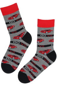 AUTOMOBILE dark grey cotton socks with cars | Sokisahtel