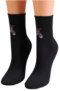 Тонкие классические носки чёрного цвета с минималистичным узором в виде пуантов BALLERINA | Sokisahtel