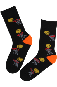 Чёрные хлопковые носки с баскетбольным узором BASKET