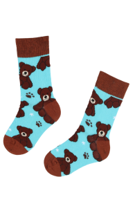 BEAR blue cotton socks with bears for children | Sokisahtel