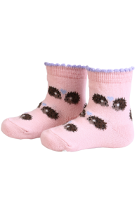 Хлопковые носки нежно-розового цвета с изображением влюблённых ёжиков для малышей BEBE | Sokisahtel