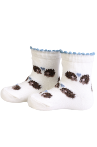 Хлопковые носки бело-голубого цвета с изображением влюблённых ёжиков для малышей BEBE | Sokisahtel