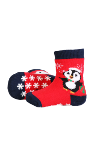 MARLEY socks with penguins and anti-slip soles for babies | Sokisahtel