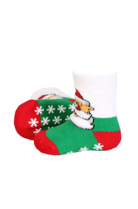 Хлопковые теплые противоскользящие носки для малышей с изображением Деда Мороза MARLEY | Sokisahtel