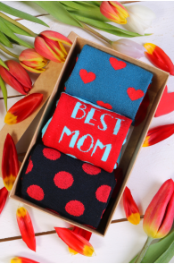 Подарочный набор из 3 пар уютных носков на День матери BEST MOM | Sokisahtel