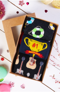 Подарочный набор из 3 пар хлопковых носков ко Дню Отца "BEST DAD" LENNO (лучший папа) | Sokisahtel