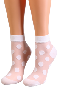 Тонкие изящные носки белого цвета в крупный горошек BIANKA | Sokisahtel