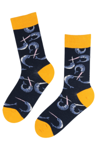 BITE cotton socks with narwhals for men | Sokisahtel