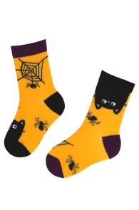 BLACK CAT cat and spider Halloween socks for kids | Sokisahtel
