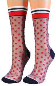 BLAKELY dark blue sheer socks with dots | Sokisahtel