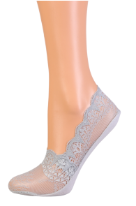 BRIGITTE gray lace footies for women | Sokisahtel