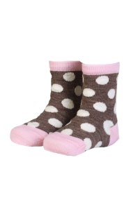 Носки коричневого цвета из мериносовой шерсти с узором в горошек для малышей BROWN DOTS | Sokisahtel