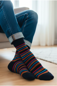 BRUNO musta värvi triibulised puuvillased sokid | Sokisahtel