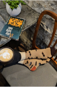 Хлопковые носки коричневого цвета с изображением сладостей CAFE | Sokisahtel