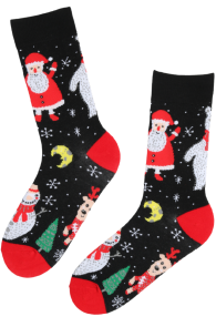 Хлопковые носки чёрного цвета в рождественской тематике CANDI | Sokisahtel