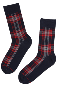 Хлопковые носки тёмно-синего цвета с красными полосами CARL | Sokisahtel