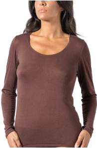 Женская блузка коричневого цвета из качественной модальной ткани с добавлением кашемира CASHMERE | Sokisahtel