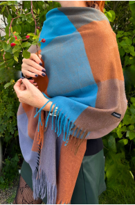 CASHMERE blue and orange warm scarf | Sokisahtel