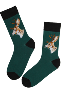CASPIAN dark green cotton socks with deer 