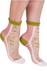 Розовые тонкие носки с узором CATALEYA | Sokisahtel