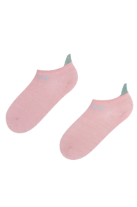 Хлопковые укороченные (спортивные) носки розового цвета с блестящим контуром кошачьей мордочки KITTYCAT | Sokisahtel
