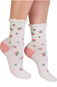 Белые хлопковые носки с цветочным узором CELINE | Sokisahtel
