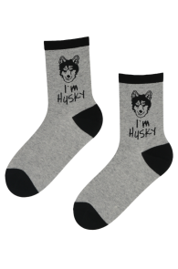 DOGGY husky gray cotton socks | Sokisahtel