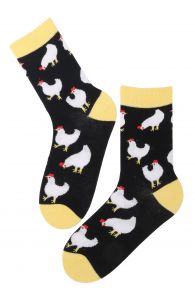 Женские хлопковые носки с рисунком в виде ярких курочек CHICKEN MOM (Курица) | Sokisahtel