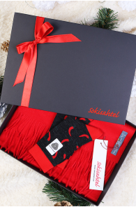 Подарочный комплект из шерстяных носков PEPPER и шарфа красного цвета из шерсти альпака | Sokisahtel