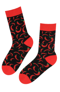 CHILLI black cotton socks with chilies | Sokisahtel