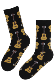 CHITARA black cotton socks with guitars | Sokisahtel