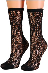 Кружевные сетчатые носки чёрного цвета CLAUDIA | Sokisahtel