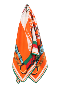 Шейный платок оранжевого цвета с узором в виде верховой сбруи COMO | Sokisahtel