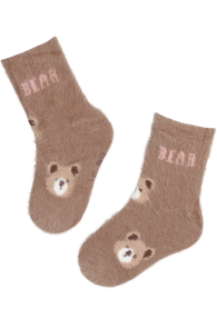 Мягкие носки коричневого цвета с милыми медвежатами COOL BEAR | Sokisahtel