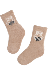 Мягкие носки бежевого цвета с милыми медвежатами COOL BEAR | Sokisahtel