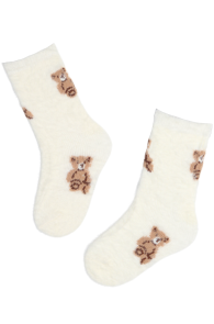 Мягкие носки белого цвета с милыми медвежатами COOL BEAR | Sokisahtel