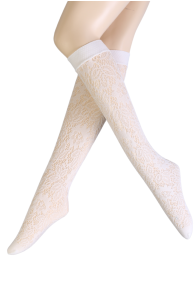 COSENZA white floral fishnet knee-highs | Sokisahtel